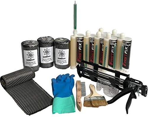 Easy Install - Heavy Duty Carbon Fiber - Wall Repair Kit - High Strength 480 gram Fabric & Epoxy (25-Ft Kit)