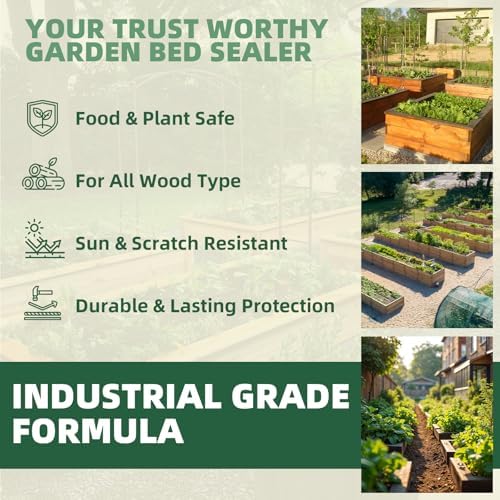 Garden Box Sealer 128OZ, Non-Toxic & Plant-Safe Waterproofing Wood Sealer for Raised Garden Beds, Planters & Pet Shelters, Long-Lasting Protection