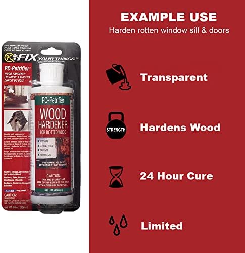 PC-Products PC-Woody Wood Repair Epoxy Paste, Two-Part 12 oz, and PC-Petrifier Wood Hardener 16 oz, Kit