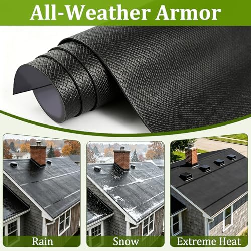 EPDM Rubber Roofing Membrane 39in × 20ft, 50 Mil Self-Adhesive Waterproof Underlayment, Ice and Water Flat Roof Sheet for RV, Shed, Garage, Patio