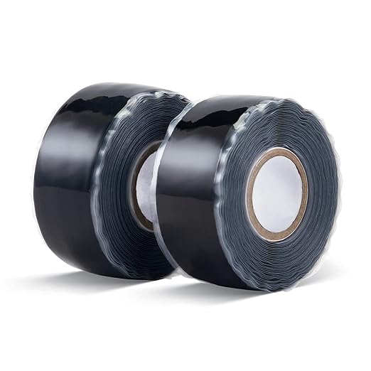 Seal Self Fusing Silicone Tape - 2 Rolls 1 Inch Wide and 15 Feet Long | Weatherproof Self Fusing Silicone Sealing Tape for Emergency Pipeline Repair/Cable Bandage/Tool Fixing（Black）