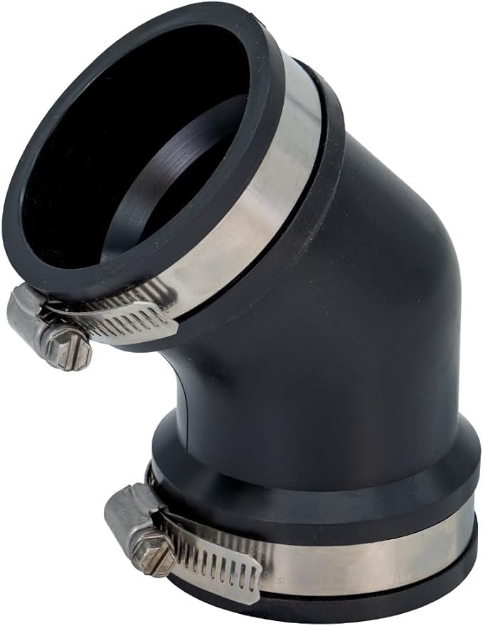 Fernco Qwik Ell 2 in. Hub 45-Degree Flexible PVC Elbow Fitting Connector for DWV (Pack of 2)