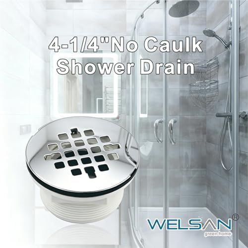 WELSAN Chrome Plated 2 Inch PVC Shower Drain Kit, Round Shower Floor Drain
