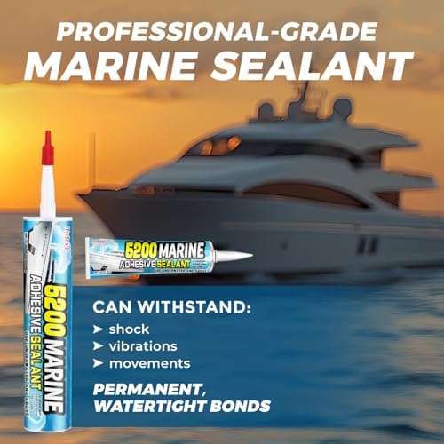 5200 Marine Sealant Adhesive Fast Cure - Permanent, Watertight Bonding and Sealing - UV Resistant, Above & Below Waterline- for Boats, Hulls, Decks & RVs,Pond Sealant 3oz (Clear 2Pcs)