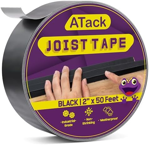 ATack Joist Tape for Decking 2 Inch x 50ft Waterproof, Non-Shrinking Deck Joist Tape 2 Inch - High Tack Butyl Flashing Sealant for Year-Round Protection on Wood, Metal, Composite, Roof Beams