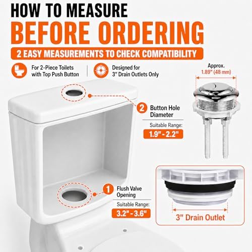 3 Inch Dual Flush Valve Replacement Kit for 2-Piece Toilets, Compatible with Glacier Bay, Toto, WaterRidge, AquaSource& More, Complete Toilet Repair Kit to Fix Leaks, Weak Flush & Wobbling (3 inch)
