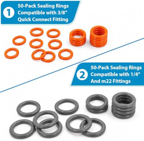 ZDBB 100 Pcs Pressure Washer O Rings for 1/4", 3/8" Quick Connect & M22