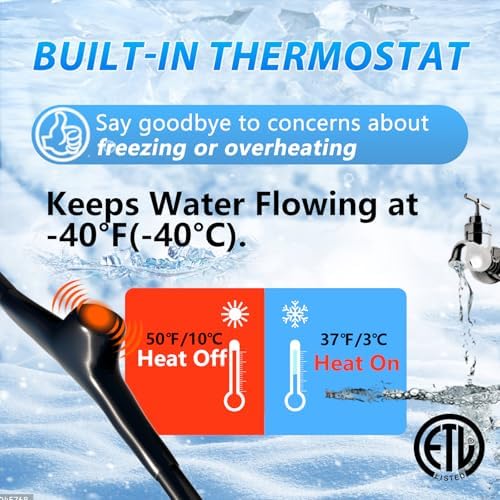 HEATIT 90Ft Self-Regulating Pipe Heat Cable with Thermostat 5W/FT Heat Tape