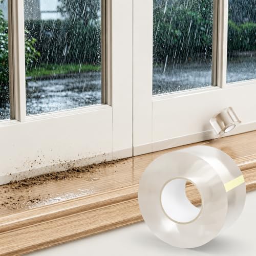65.6FT Clear Caulk Tape Self Adhesive Wall Waterproof,Door Window Seal Tape