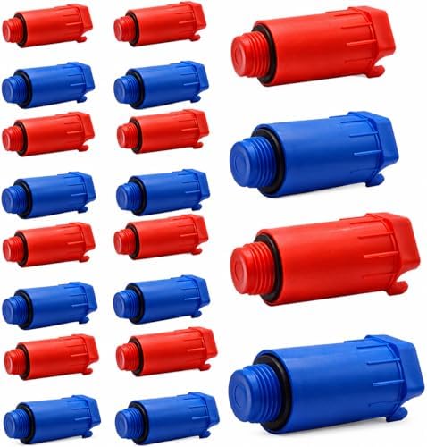 (Pack of 20) 1/2" Water Pressure Construction Testing Plugs with Sealing Gaskets – Red & Blue