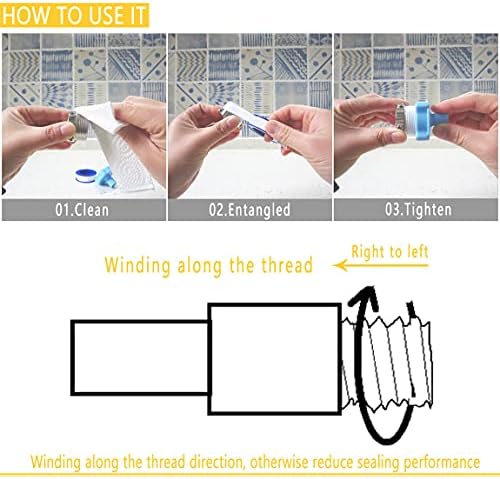 VOTMELL 8 Rolls 1/2 Inch(W) X 520 Inches(L) Teflon Plumbers Tape,Pipe Sealing & Plumbing Thread Tape,PTFE Water Sealant Seal for Shower Head,White