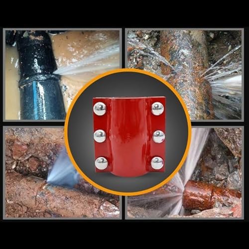 Ductile Iron Water Pipe Repair Clamp DN25*110, Red Screw Connection Butt Joint Pipe Repair Fitting, Instant Leak Stop for Water Pipes
