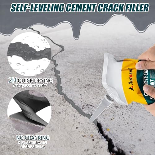 Self-Leveling Cement Crack Filler, Fast Drying Concrete Crack Filler, Gray Asphalt Crack Filler, Waterproof Concrete Crack Repair Sealer for Sidewalks, Driveways, and Foundation Cracks -7 Pack