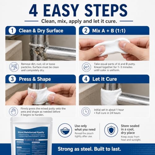 High Strength Multi-Purpose Repair Clay for Metal Wood Plastic Ceramic, Hand Kneadable Molding Adhesive, Waterproof Gap Filler Repair for Home, Plumbing, Automotive Fix (1PCS)