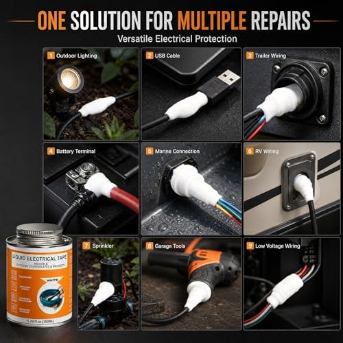 5.29 oz Liquid Electrical Tape Quick-Drying Insulating Glue with Brush Cap - Quick-Dry Waterproof Sealant for Wires, Cables, Connectors, Outdoor & Automotive Electrical Equipment (White)