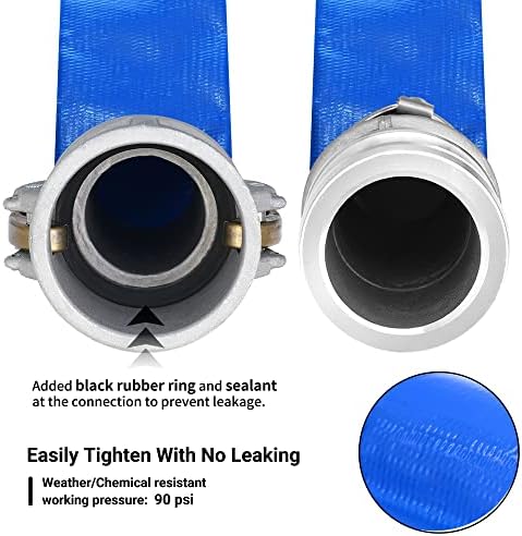 3" x 50ft PVC Lay Flat Discharge Hose With Aluminum Camlock C & E Fittings, Cam Lock Fitting, Heavy Duty Reinforced Pump Backwash Hose Assembly | Fittings, Cam Lock Fitting, Heavy Duty Reinforced Pump Backwash Hose Assembly