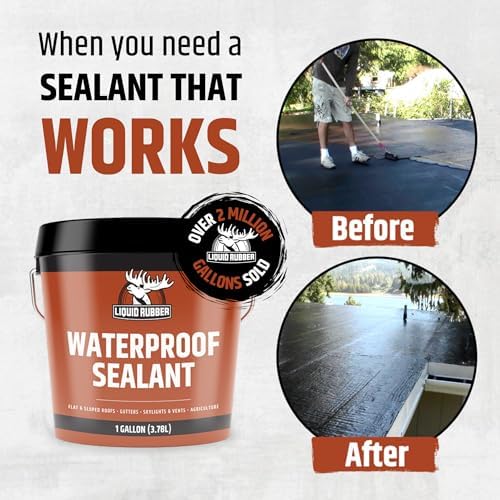 Liquid Rubber Waterproof Sealant - Roof & Gutter Coating, Black, 5 Gallon