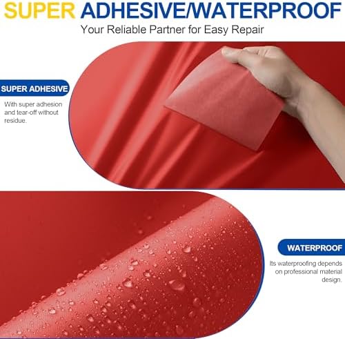 YIKAD Fabric Repair Tape, Self Adhesive Nylon Repair Patch Kit Red 4" x 70"