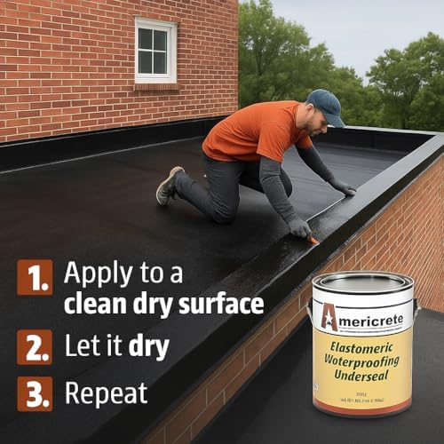A-3025 Elastomeric Waterproofing Sealant Underseal Membrane, 1 Gallon Multi-Surface Leak Repair Indoor and Outdoor Coating