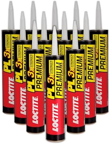 Loctite PL Premium Polyurethane Construction Adhesive, 10 fl oz Cartridge, 12 Pack - Versatile Construction Glue for Wood, Concrete, Stone, Metal & More