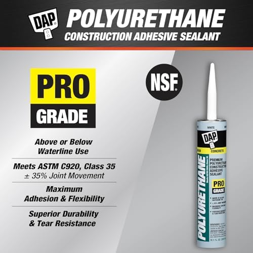 DAP Polyurethane Premium Construction Adhesive Sealant, White, 10.1 Oz (7079818810)