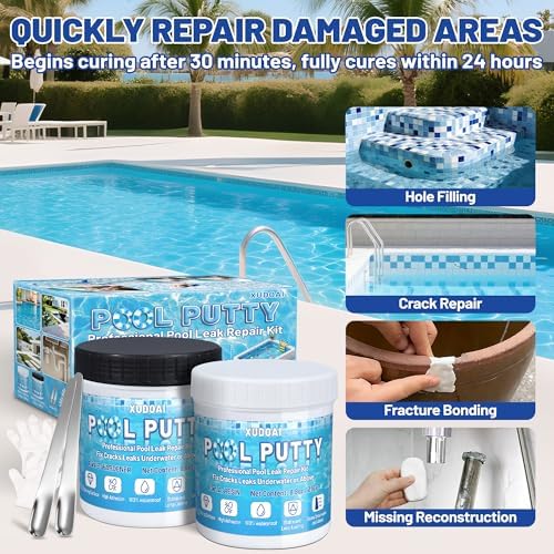 Pool Putty, 17.6oz/500g 2 Part Epoxy Pool Putty Crack Leak Filling & Repair