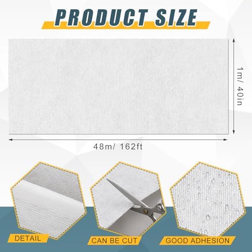 Contouring Polyester Roof Reinforcement Fabric White, 40 in x 162 ft Elastomeric Roof Coating, Roofing Tool and Fabric Sealer to Reinforce Strength for Roofs
