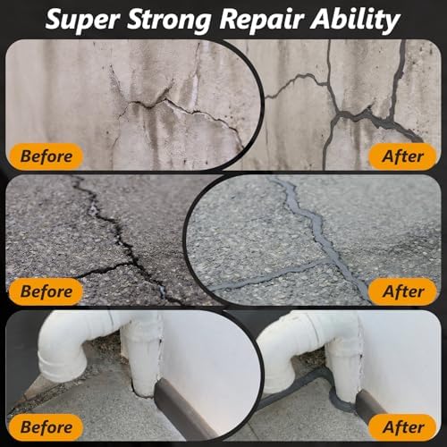 Concrete Crack Filler,1 LB High Elasticity Cement Crack Filler,Self-Leveling Quick-Drying & Waterproof Concrete Caulk,Concrete Repair for Driveway,Walkway,Patio,Joint,Indoor and Outdoor,Grey (16oz)
