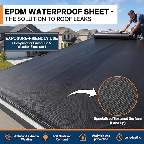 45mil EPDM Rubber Roofing Materials 6.6ft X 16.4ft RV Rubber Roof