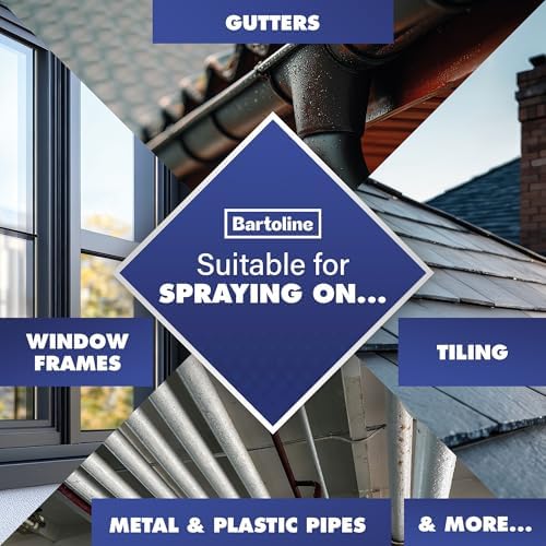 Bartoline Leak Sealer Spray, Black, 13.5 oz - Waterproof Sealant for Roofs, Gutters, Pipes, Cracks & Outdoor Repairs Durable & Overpaintable - 400 ml