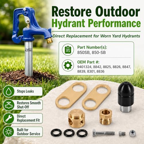 850SB Yard Hydrant Repair Kit Compatible with Simmons 800LF, 800SB, 4800LF, 5800LF, 6800LF Series, Replaces 850SB 9401324 & 8842 Plunger, 8-Piece Frost Proof Water Hydrant Parts Kit to Fix Leaks