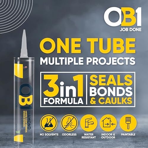 OB1 Universal Caulk Sealant & Adhesive Diamond Crystal Clear 10.1oz