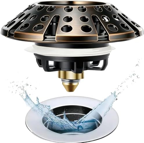 AzWzz Bathtub Drain Stopper,Pop Up Tub Stopper Plug with Hair Catcher Cover