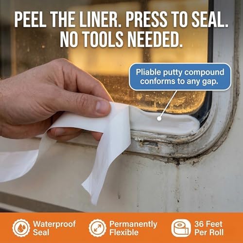Butyl Tape for RV Roof and Boat, 36 Feet White Putty Window Sealant Tape | Waterproof Weather Resistant, 3/4 Inch Wide x 1/8 Inch Thick, Better Boat