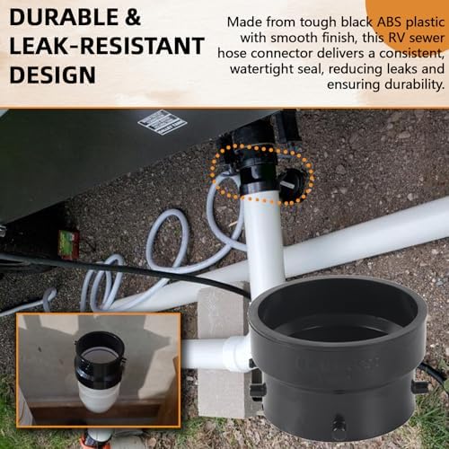 TonGass T1029-2 RV Sewer Termination Adapter with Thread Seal Tape | 3" Hub x 3" Bayonet RV Sewer Hose Termination Adapter, Camper Sewer Termination Adapter to 3" PVC