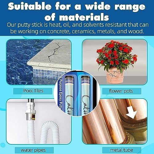 Underwater Pool Putty Epoxy - 2 Part Set, Quick Set for Spa, Hot Tub, & Pool Leak Repair - Bonds to Fiberglass, Concrete & More - 8 oz Total, Easy DIY Waterproof Sealant – Work Like Magic