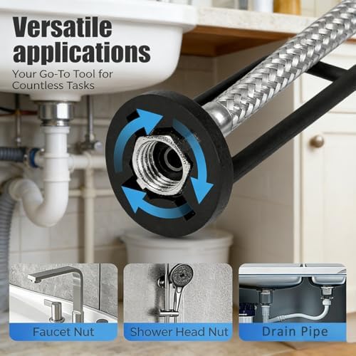 Plumbing Repair Wrench, 2 PCS Multifunctional Sink Wrench Tool with Four-Jaw Hex Design, Under Sink Wrench Faucet Tool, Plumbing Wrench for Kitchen Bathroom Faucet Installation and Repair (A-B)