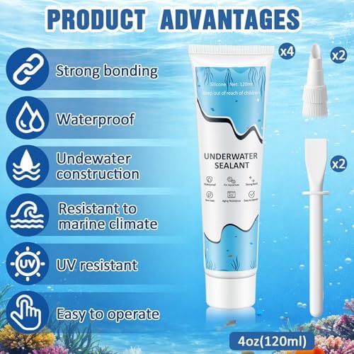 Threlaco 4 Pcs Clear Aquarium Silicone Sealant 120ml Underwater Sealant