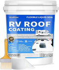 RV Roof Coating White, Wadities Waterproof Solar Reflective Sealant, Flexible RV Roof Sealant for Campers, Trailers, Motorhomes, Metal Buildings and Leak Repairs - 4 Gallon