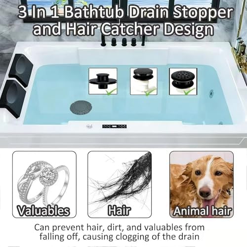 AzWzz Bathtub Drain Stopper,Pop Up Tub Stopper Plug with Hair Catcher Cover