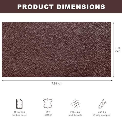 2 PCS PU Leather Patch for Car Seat Repair, 8 × 4 Inch Waterproof Auto Upholstery Cuttable Patches, Self-Adhesive Seat Leather Tape Portable Repair Kit for Vehicles (Dark Coffee)