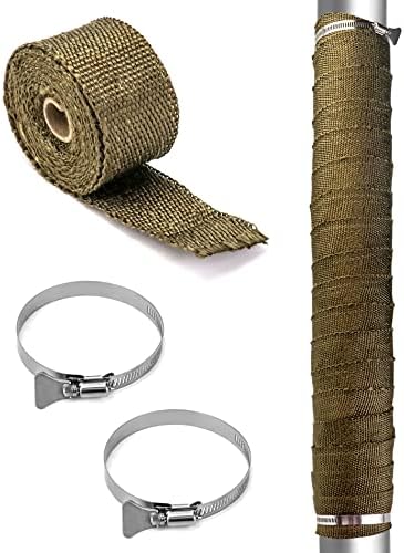QWORK Fireproof Pipe Wrap, Pipe Insulation Webbing Anti-Scald Chimney Ribbon Furnace Flue Protector with 2 Clips