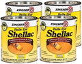 Zinsser Bulls Eye Shellac, Traditional Finish & Sealer, Clear, Quart, 4pk
