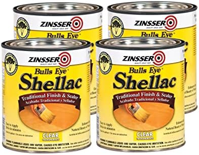 Zinsser Bulls Eye Shellac, Traditional Finish & Sealer, Clear, Quart, 4pk