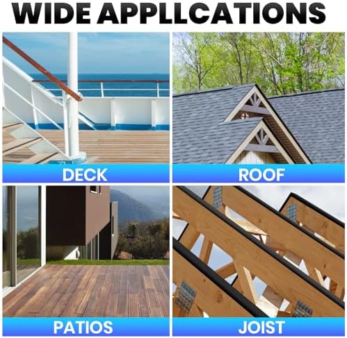 ADHES Deck Joist Tape, 8" x 16', 4 Rolls Weather Resistance & Waterproof | Butyl Joist Tape for Decking, Deck Flashing Tape, Ideal for Wood Decks Beams Roof, Outdoor Construction Use