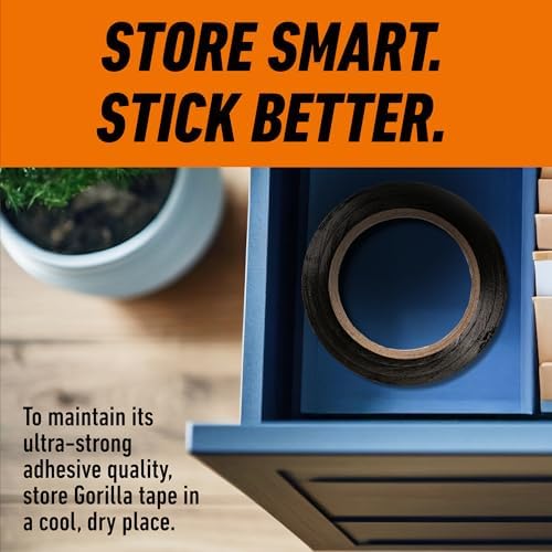 Gorilla Tough & Wide Heavy Duty Duct Tape, Black, 2.88" x 25 yd, 1-Pack