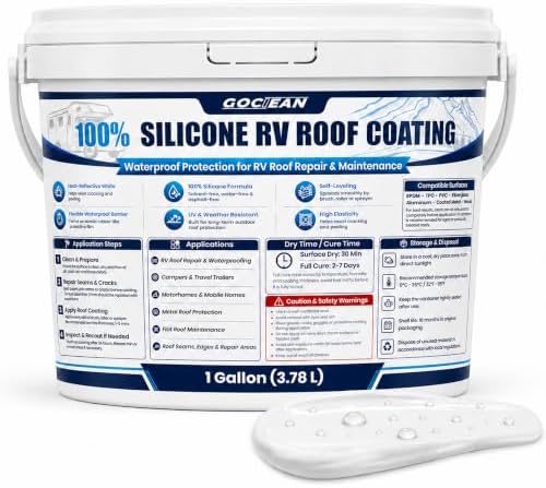 1 Gallon 100% Silicone RV Roof Coating White for Waterproof Roof Repair