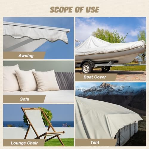 OAZ 16 x 79 inch Canvas Repair Patches Canvas Fabric Patch Self-Adhesive Fabric Repair Tape Waterproof Outdoor Gear Patch Kit for Boat Cover Awning Sofa Chair Couch Tent Bag (Khaki)