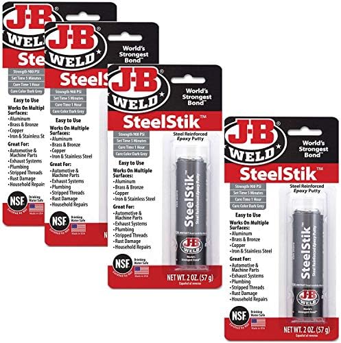 J-B Weld 8267 SteelStik Steel Reinforced Epoxy Putty Stick - 2 oz.(Pack of 4)