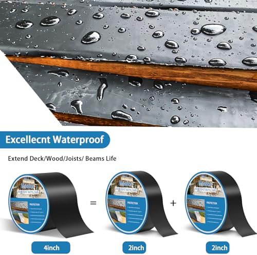 Butyl Joist Deck Tape 4"×50,1 Pack Weather-Resistant Deck Joist Tape Waterproof Flashing Tape, Self-Adhesive Joist Tape Decking for Wood Decks Joist Beams Roof